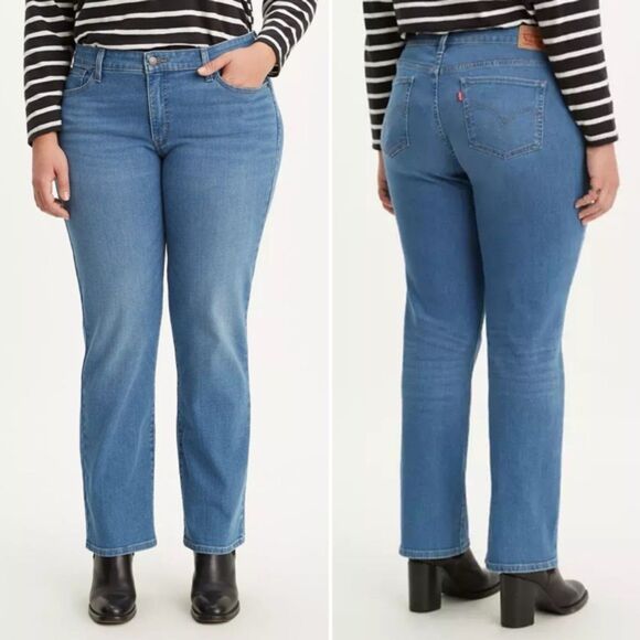 NWT Levi’s 414 Classic Straight Jeans Medium Wash Midrise Denim Women’s Size 20W - Picture 1 of 16